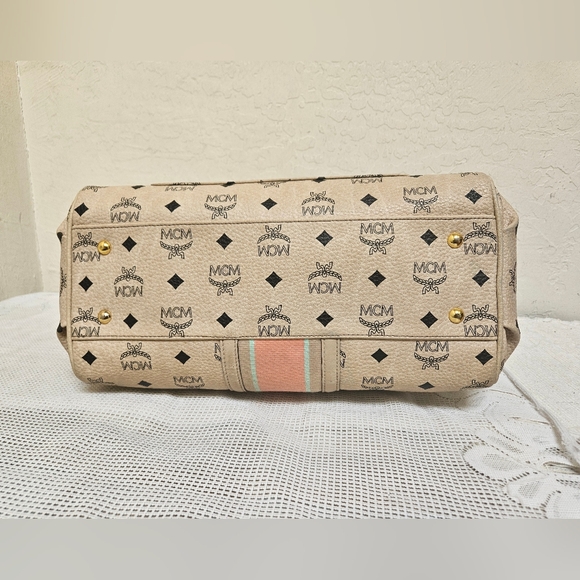 MCM Cream Handbag With Long Handle Satchel AUTHENTIC - Picture 7 of 16